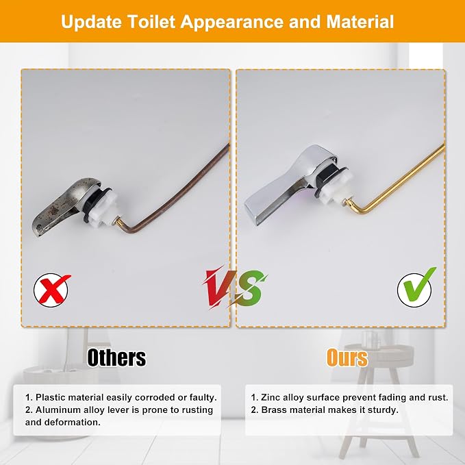 Hibbent Universal Metal Front Mount Toilet Handle Replacement Kit, Brass Toilet - Image 6