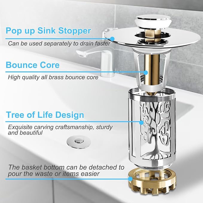 Bathroom Sink Drain Stopper, Bathroom Sink Drain Strainer - Image 6