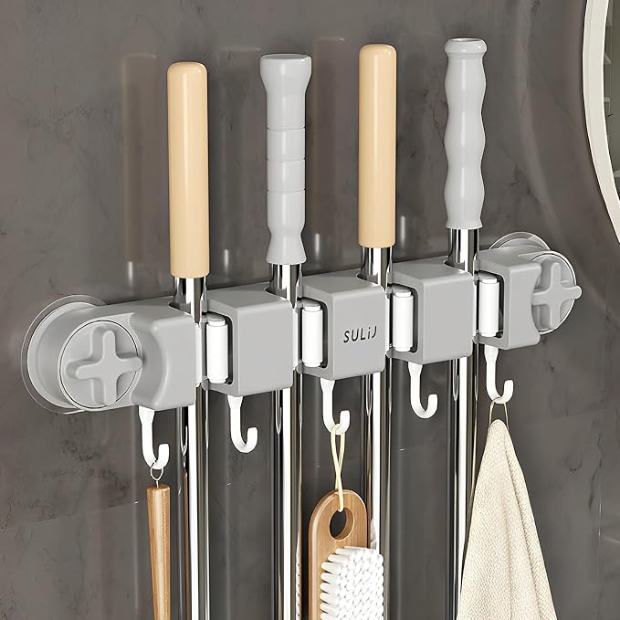 Broom Holder Wall Mount Sturdy Mop and Broom Organizer by Unknown
