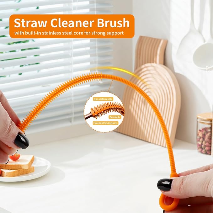 2Pcs Silicone Straw Cleaner Brush, 9.84in Reusable Straw Cleaner - Image 4