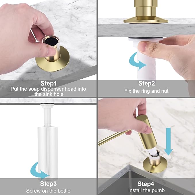 Samodra Sink Soap Dispenser, Metal Pump Head Liquid Lotion Countertop Kitchen - Image 5