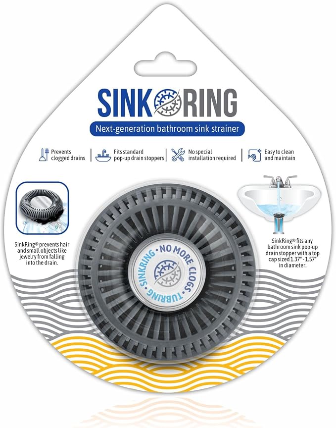 Bathroom Sink Hair Catcher for Pop-Up Drain – SinkRing 1.57" Precision Strainer by SINK+RING