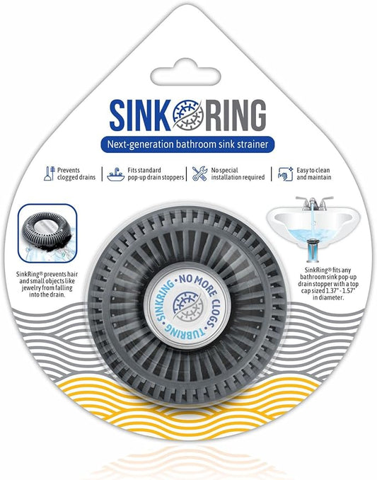 Bathroom Sink Hair Catcher for Pop-Up Drain – SinkRing 1.57" Precision Strainer by SINK+RING