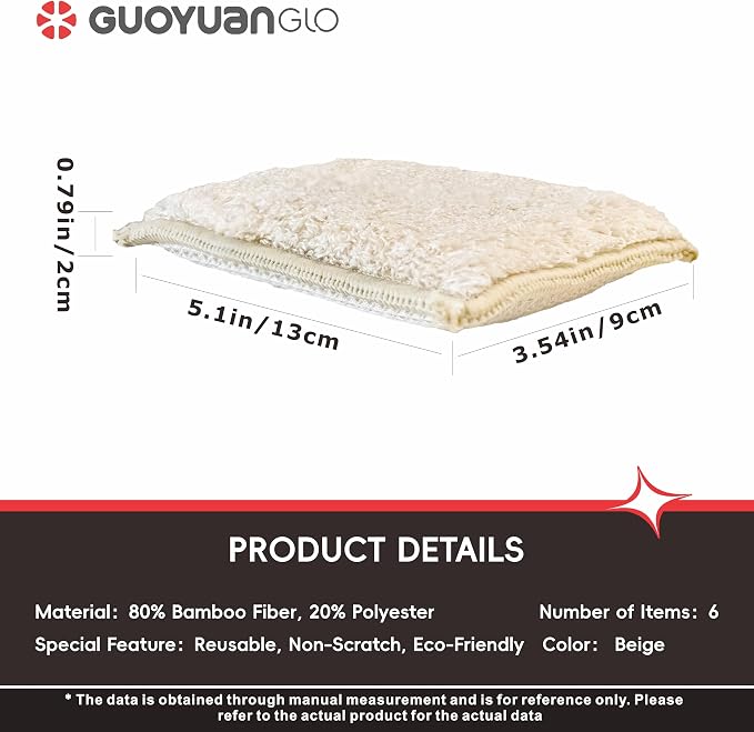 Bamboo Kitchen Sponges Heavy Duty Natural Cleaning Sponges Non-Scratch Dish - Image 2