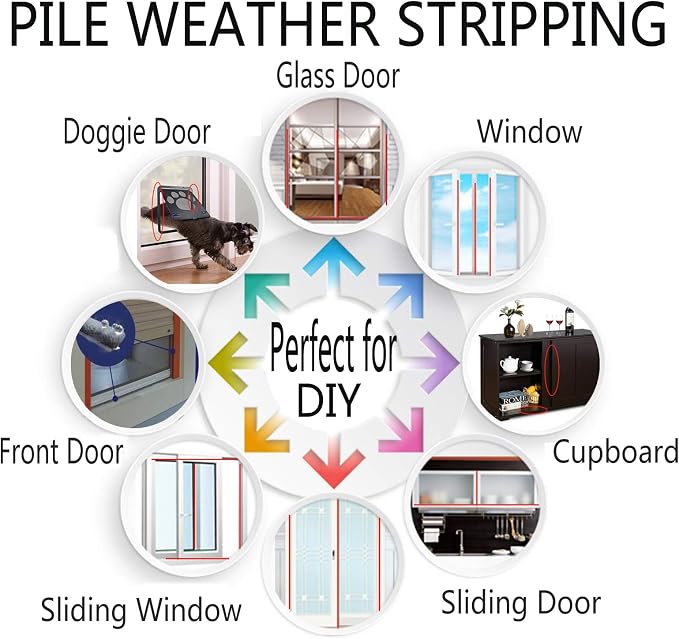 Window Weather Stripping Brush for Sliding Door Frame, Pile Self Adhesive - Image 8