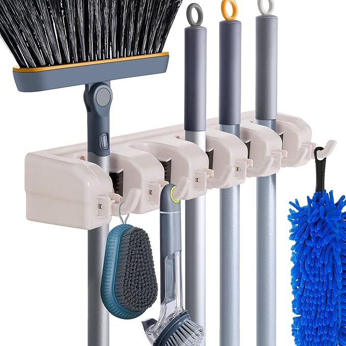 Wall Mount Broom Mop Holder Hanger Garden Tool Organizers Rack Garage Laundry by HYRIXDIRECT