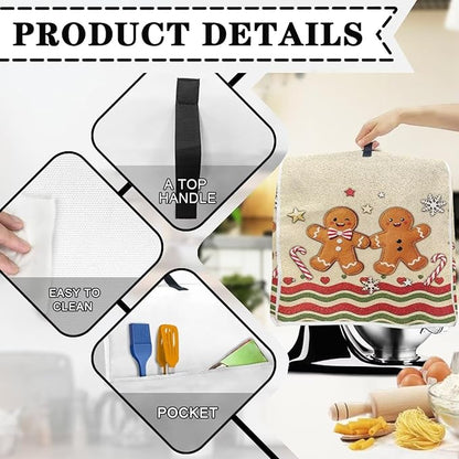Christmas Mixer Cover for Kitchen Aid 6-8 Qt Mixer, Gingerbread Man Small Appliance Dust Covers Universal for Air Fryers, Coffee Makers, Christmas Decor for Kitchen