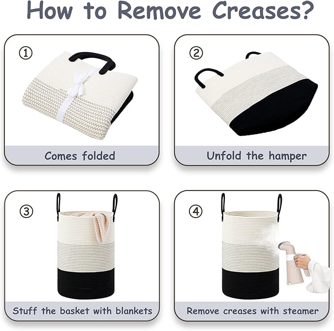 VIPOSCO Large Laundry Hamper, Tall Woven Rope Storage Basket - Image 6