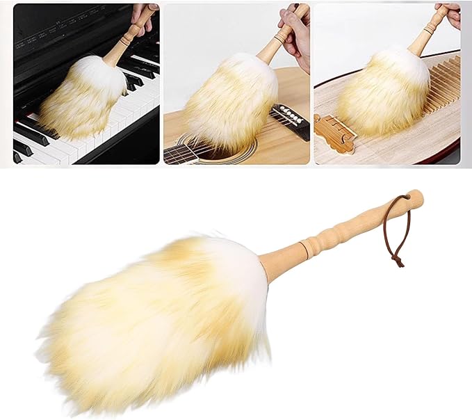 Multifunctional Cleaning Brush Duster, Wooden Handle Lambswool Duster - Image 2