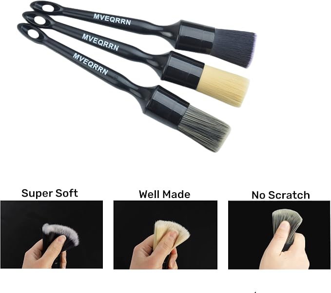 3pcs Car Detailing Brush Set-1pcs Boars Hair Car Detailing Brushes, Leather - Image 3