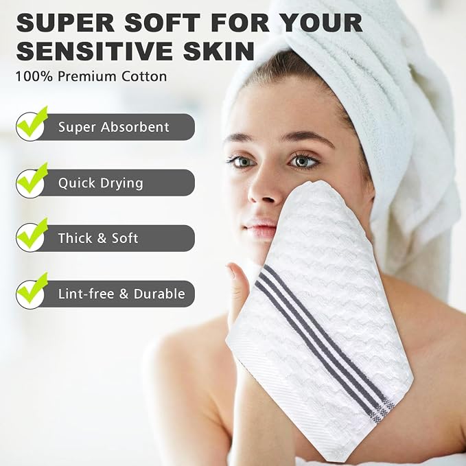 4 Pack 100% Cotton Wash Cloth, 12x12 Inch Highly Absorbent and Soft Feel - Image 3