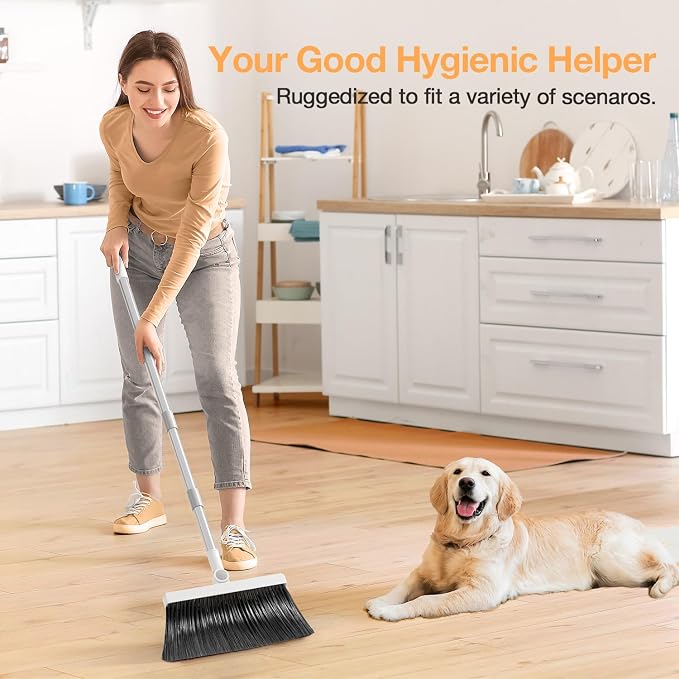 Broom with Dustpan Combo Set, UOEOS One-Sweep Clean, Pet Hair Removal Broom - Image 7