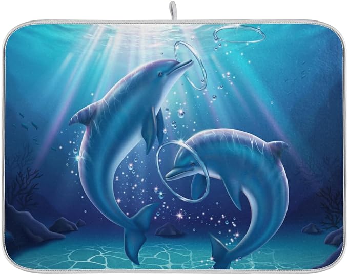 Tarity Lovely Dolphins Dish Drying Mat by Unknown