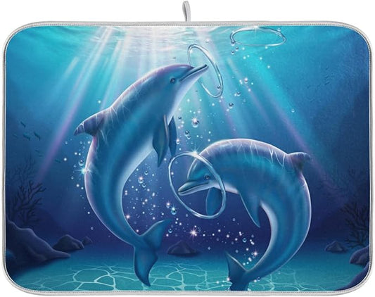 Tarity Lovely Dolphins Dish Drying Mat by Unknown