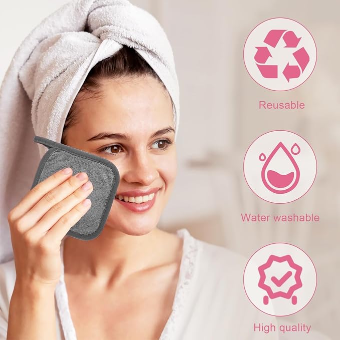 Makeup Remover Cloth 12 Pack, Ultra Soft and Reusable Microfiber Makeup Remover - Image 4
