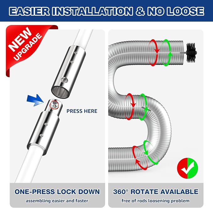 42-Feet Dryer Vent Cleaner Kit, Lint Remover，Upgraded Flexible Quick-Snap Brush - Image 6