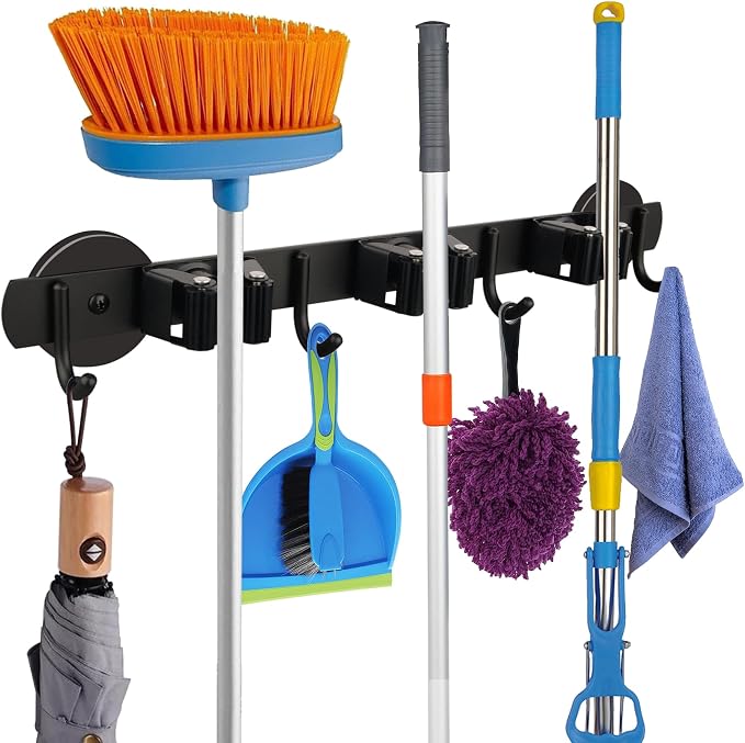 MUTUACTOR Magnetic Broom Holder, Anti-slip Heavy Duty Broom and Mop Hanger by MUTUACTOR