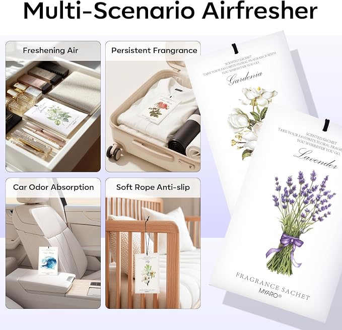 MYARO 12 Packs Scented Sachets for Drawer and Closet, Long-Lasting Sachets Bags - Image 3