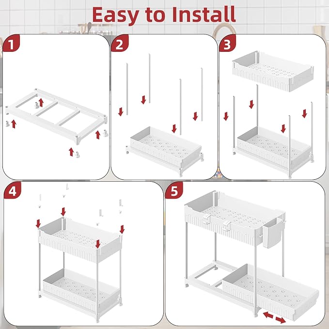 Under Sink Organizer, Bathroom Organizers and Storage, 2 Tier Multi-Use Pull - Image 9