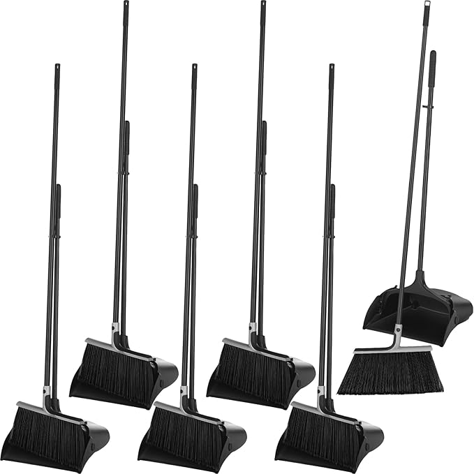 Yungyan 6 Set Broom with Dustpan Combo Set with 54 Inch Long Handle Commercial by Yungyan