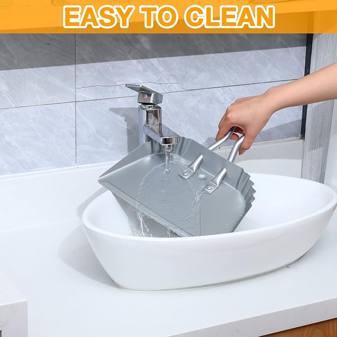 Mumufy 2 Pcs 12 Inch Heavy Duty Metal Dustpan, Stainless Steel Large Wide Dust - Image 6