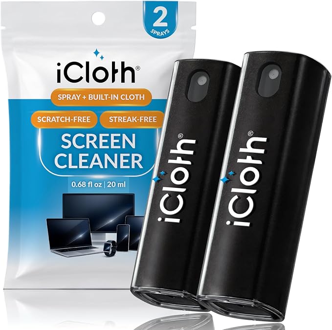 2X iCloth 2-in-1 Screen Cleaner Spray & Microfiber Cloth by iCloth
