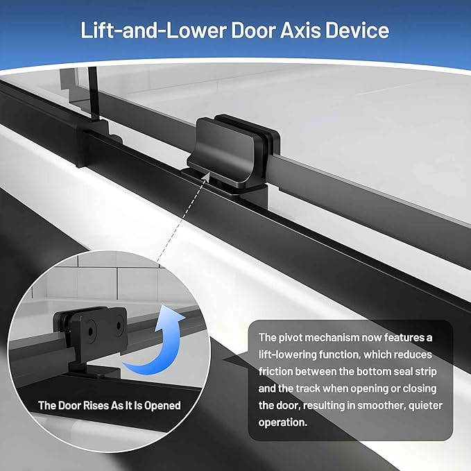 Pivot Glass Shower Door, 38-42" W x 71" H, 1/4" Clear SGCC Tempered Glass - Image 4
