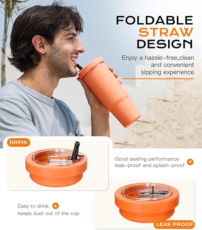 30oz Flip Straw Leak Proof Lid for Stanley Quencher, 30 oz Tumbler Lid - Image 6