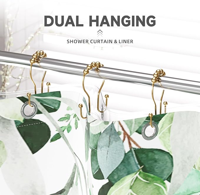 Shower Curtain Hooks, Shower Curtain Rings Rust Proof Double Hook Shower - Image 7