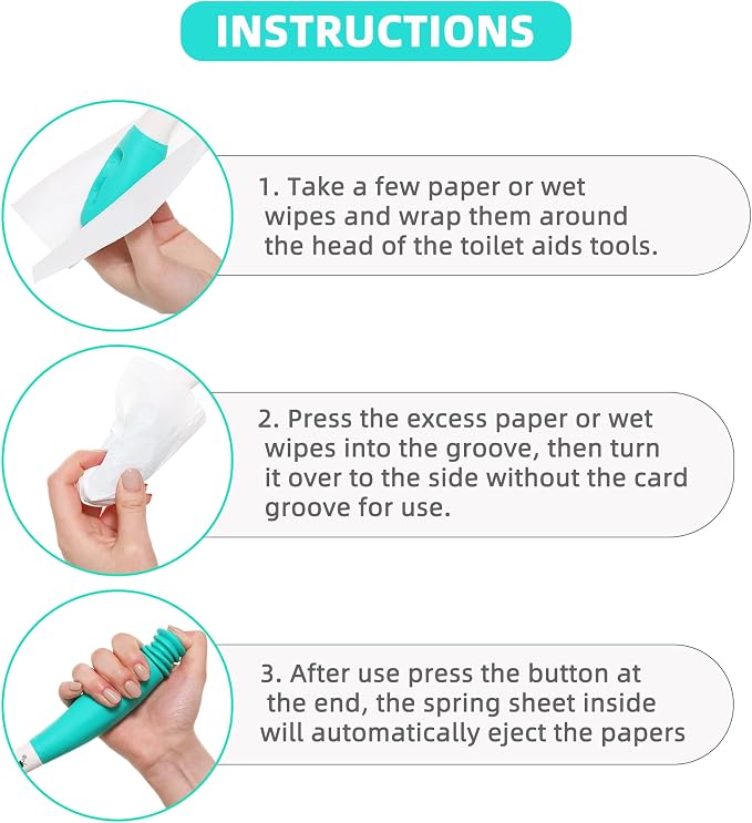 Fanwer Toilet Aids Tools, Long Reach Comfort Wipe, Extends Your Reach Over 15" - Image 3