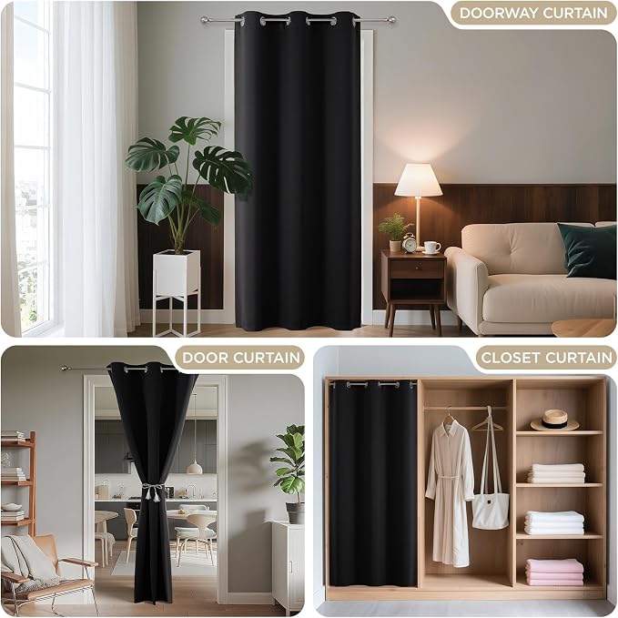 Joydeco Blackout Door Curtain for Doorway Privacy 96 Inches Long, Grommet - Image 4