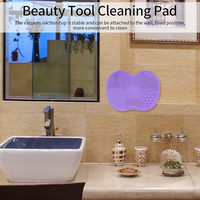 2 Pcs Silicone Make Up Brush Cleaning Mat, Makeup Brush Cleaner Mats, Cosmetic - Image 7
