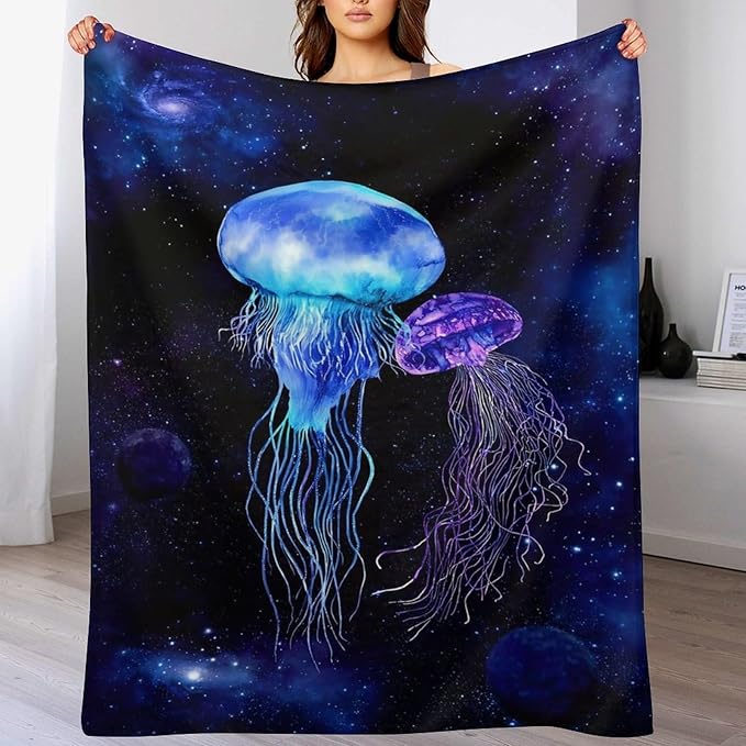 Jellyfish Gifts for Girls & Women - Soft, Warm & Cozy Fleece Throw Blanket for Kids & Adults - 60"x80"