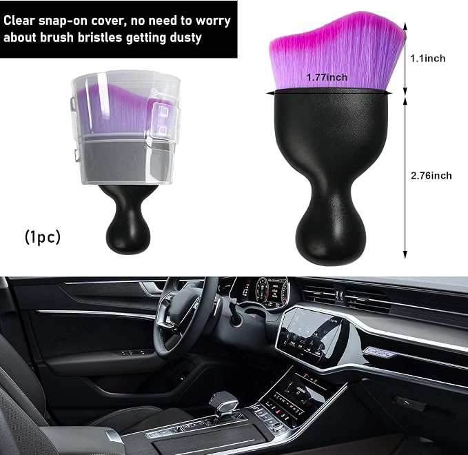 Ziciner 2 PCS Car Detailing Brush, Curved Soft Bristles Auto Removal Dust - Image 2