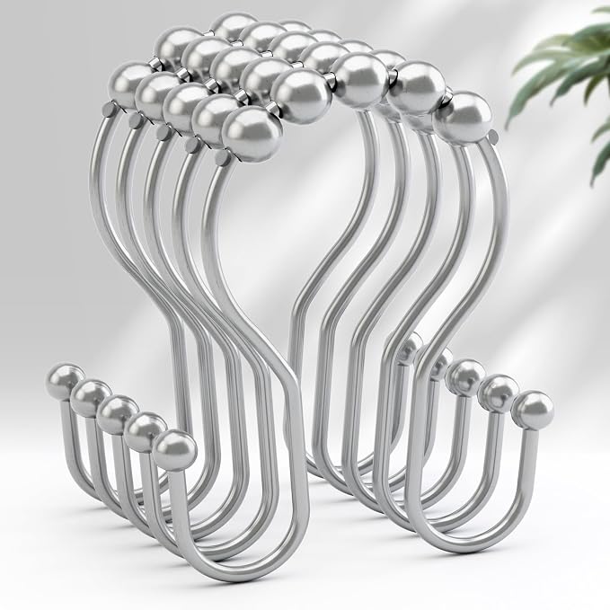 AmazerBath Shower Curtain Hooks, Shower Curtain Rings, Metal Chrome Shower by AmazerBath