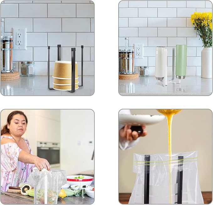 Kitchen Stand Holder, Plastic Bag Drying Rack, Bottles and Cups, Shelf Trash Bag - Image 4