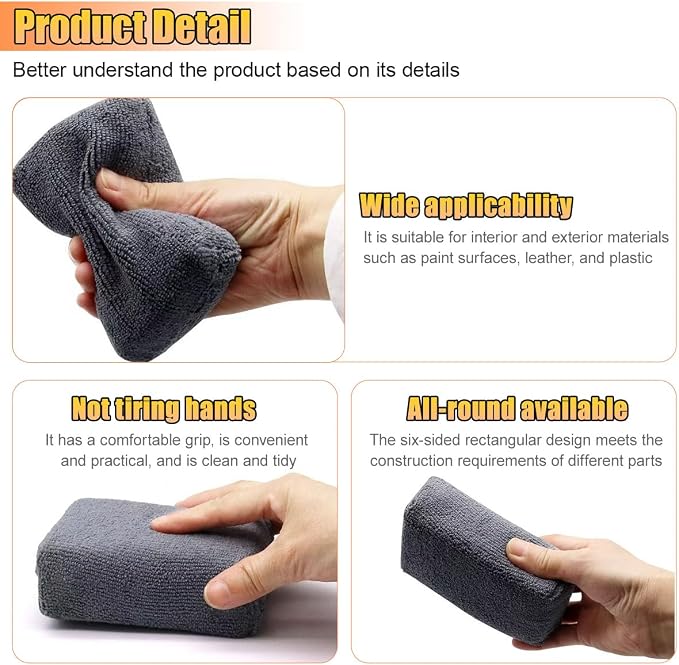 Microfiber Applicator Pad, Car Detailing Sponge - Image 3