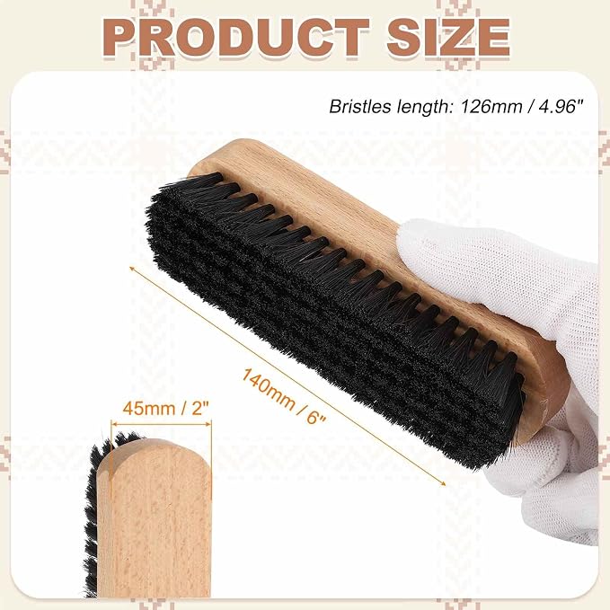 HARFINGTON Shoe Cleaning Brush 6"x2" Beech Wood Horsehair Boot Polish Brushes - Image 2