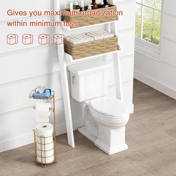 Gold Free Standing Toilet Paper Holder Stand - Image 3