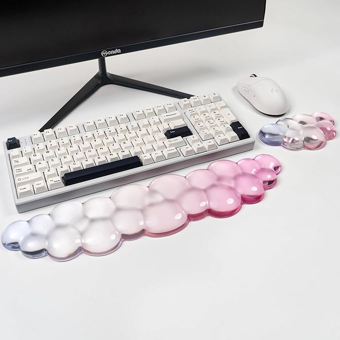 Ergonomic Cloud Silicone Gel Keyboard and Mouse Wrist Rest Set – Clear Wrist by Sumgsn