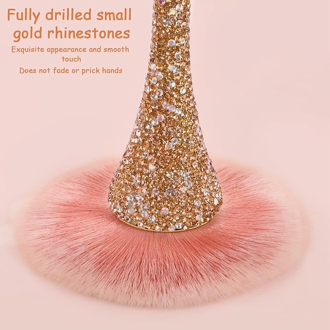 WOKOTO 1pcs Gold Rhinestone Nail Dust Brushes - Image 7
