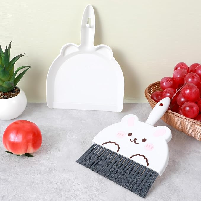 Cute Dustpan and Brush Set, 1 Set Small Hand Broom and Dustpan, Little White - Image 6