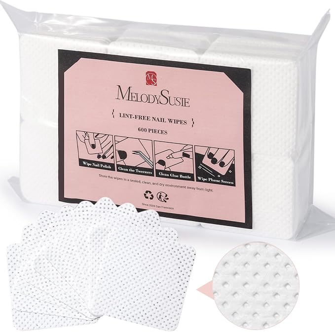 MelodySusie 600Pcs Lint Free Nail White Wipes Super Absorbent Soft Non-Woven by MelodySusie