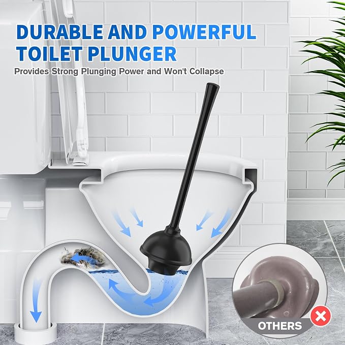 Toilet Plunger and Brush, Silicone Bowl Brush and Heavy Duty Toilet Plunger Set - Image 2
