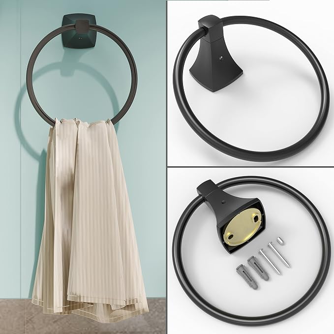 Bathroom Hardware Set 2 Pieces Toilet Paper Holder and Towel Ring Wall Mounted - Image 5