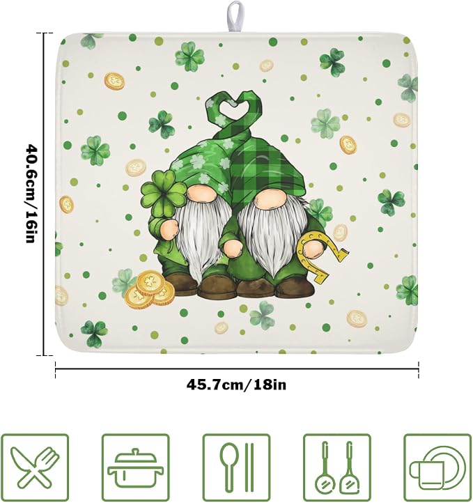 St Patrick's Day Gnome Dish Drying Mat - Image 2
