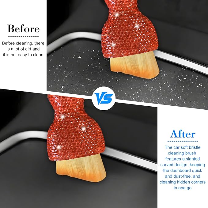 Bling Car Detailing Brush, Crystal Rhinestone Non-Scratch Vehicle Cleaning Dust - Image 5