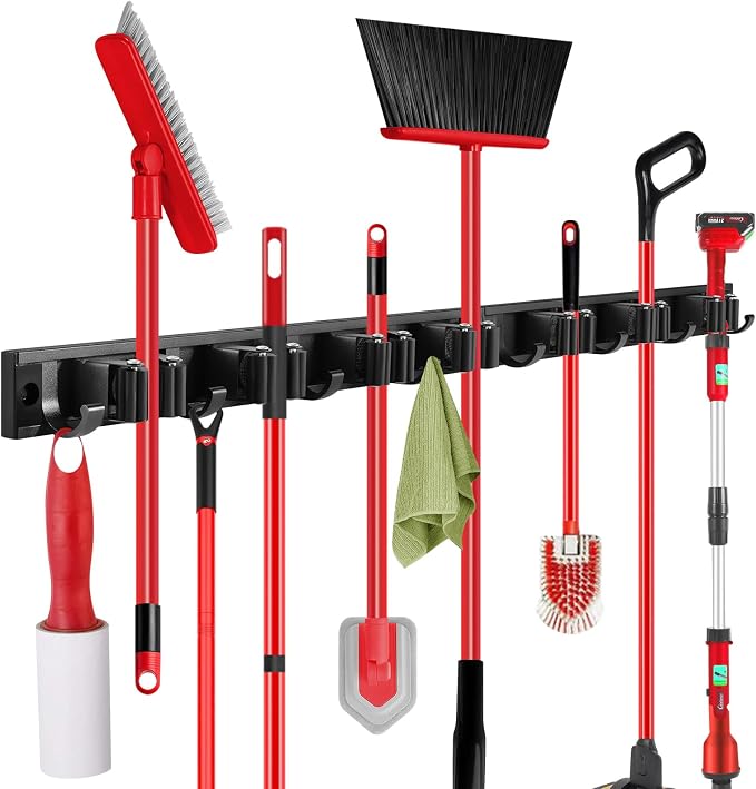SLIIMU Movable 30'' Broom and Mop Holder Wall Mount by SLIIMU