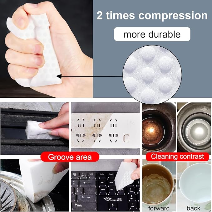 Magic Sponge Eraser, POWOBEST 50 Pack 2X Density Extra Thick Melamine Sponge - Image 5