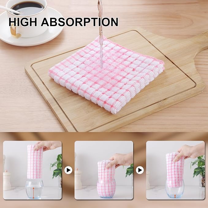 Kitinjoy Cotton 12 Pack Terry Kitchen Dish Cloths, 12 x 12 Inches Super Soft - Image 3